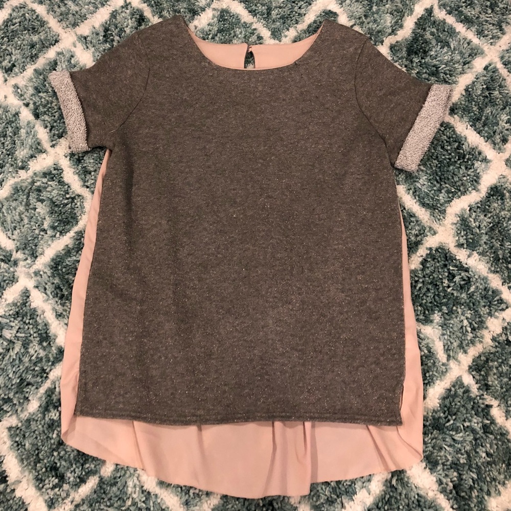 Two toned short sleeve blouse